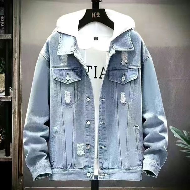 Men's Clothing Slim Fit Washed Workwear Jacket Long Sleeves Denim Japanese Streetwear Brand Pocket Retro Street Style Suit_viptrois.com