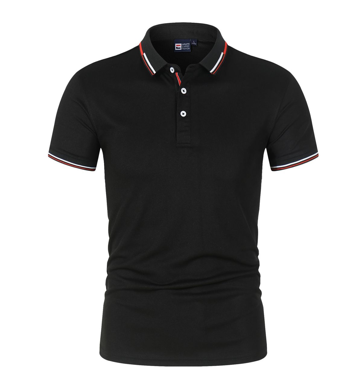 Cross-selling Solid-color Men's Polo Shirt, Large Size, Plain Fabric, Stand-up Collar T-shirt, Loose Short Sleeves_viptrois.com