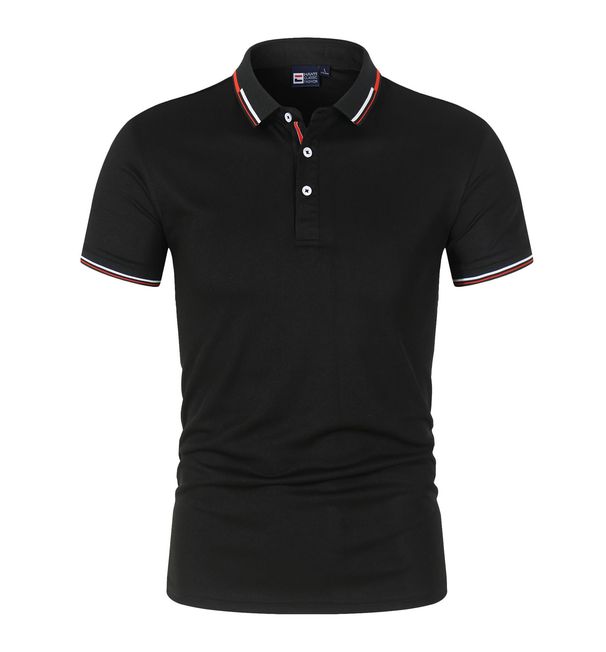 Cross-selling Solid-color Men's Polo Shirt, Large Size, Plain Fabric, Stand-up Collar T-shirt, Loose Short Sleeves_viptrois.com