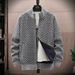 Men's Fleece Zip-Up Sweater Jacket - Winter Casual Stand Collar Pullover With Ribbed Detailing (Available In 5 Colors & Plus Sizes)_viptrois.com