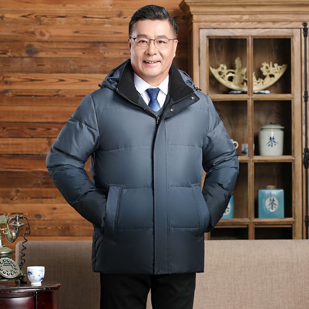 Men's Clothing Winter New Short Thickened Jacket Men's Fashion Brand Trendy Wide Lapel Dad Grandpa Down Jacket Fashion Outerwear_viptrois.com