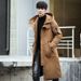 Cotton Jacket, Mid-Length, 2023 New Korean Style, Over-the-Knee, Hooded, Fashionable, Winter Thickened Men's Coat_viptrois.com