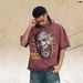 American High Portrait Print Short-sleeve T-shirt For Men, Summer Loose Fit, Washed And Distressed, Hip-hop_viptrois.com
