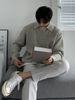 Zippered Men's Lapel Korean Version Casual Long Sleeved Solid Color Knitted Sweater Top Coat Trendy_viptrois.com