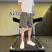 Men's Summer Thin Printed Houndstooth Casual High Street Loose Straight Leg Five Point Pants Short_viptrois.com