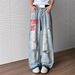 American High Street Vibe Washed Ink Splashed Ripped Jeans For Men Trendy And Fashionable Letter Embroidery Loose Straight Trousers_viptrois.com