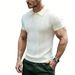 2026 New Model POLO Shirt Short-Sleeve Knitted T-Shirt Men's Collarless Open-Worked Texture Vintage Style_viptrois.com
