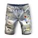 Men's Clothing Summer New Men's Denim Shorts Trendy Casual Straight Elastic Print Shorts Trendy Brand Jeans_viptrois.com