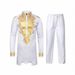 Men's Clothing Muslim Suits Gold Stamped Tops And Trousers 2 Piece Set_viptrois.com