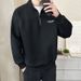 Half zip hoodie men's stand up collar spring autumn new style loose casual long sleeved top men's outerwear trendy brand base shirt_viptrois.com