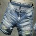 Style DSA Handmade Distressed Jeans Men's Personality Shorts Painted Five-Point Mid-Length Pants_viptrois.com