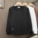 Men's Casual Long Sleeve Crewneck Sweatshirt - Relaxed Fit Plain Color Pullover Top For Spring & Fall (Brown/Black/White)_viptrois.com