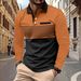 Nordmann European American Cross-Border Spring And Autumn Fashion Long Sleeve Printed With Pocket Men's Sports Polo Shirt Top_viptrois.com