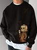 Men's Loose Casual Fashionable Fun Cardboard Printed Round Neck Long Sleeved Pullover Hoodie Suitable For Autumn And Winter Wear_viptrois.com