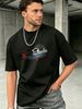 Streetwear Style Skate T Shirt With Graphic Design Cotton Blend Fabric For Men Casual Wear_viptrois.com