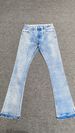 Men's Clothing Fashion Ins Blue Coated Gold Stamped Starry Sky Diamond Miscellaneous Denim Stacked Bell Bottom Pants_viptrois.com