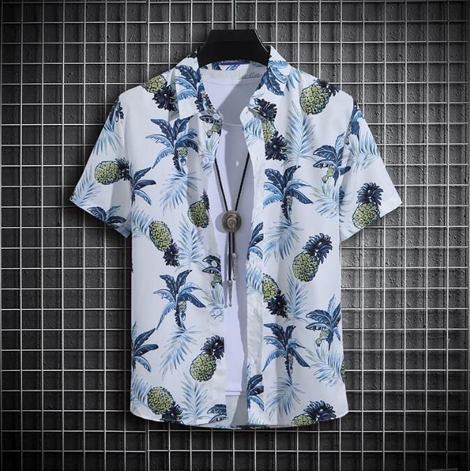 Men's Clothing Loose Short Sleeved Floral Shirt Beach Shirt Handsome Tops Men's Clothing_viptrois.com