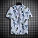 Men's Clothing Loose Short Sleeved Floral Shirt Beach Shirt Handsome Tops Men's Clothing_viptrois.com