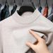1 Autumn Winter Thickened Half Turtleneck Sweater Men's Base Shirt Loose Mid-neck Pullover Warm Inner Knitwear Trendy_viptrois.com