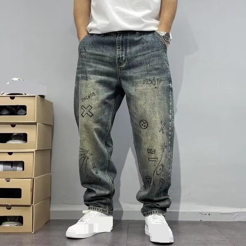 Men's Clothing High End Retro Ripped Jeans Men's Trendy Brand Personalized Scratched Patches Embroidered Slim Straight Pants Men's Spring And Autumn_viptrois.com