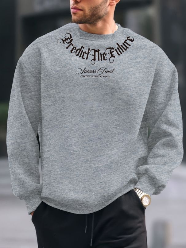Men's Loose Casual Fashionable Letter Pattern Printed Round Neck Long Sleeved Sweatshirt For Autumn And Winter_viptrois.com