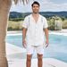 Men's Clothing European And American Men's Linen Shirt Summer Thin Style Ami Khaki Hooded Short Sleeve Factory Direct Supply_viptrois.com