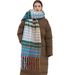 Unisex Wool-rainbow plaid scarf women's winter scarf thickened warm shawl_viptrois.com