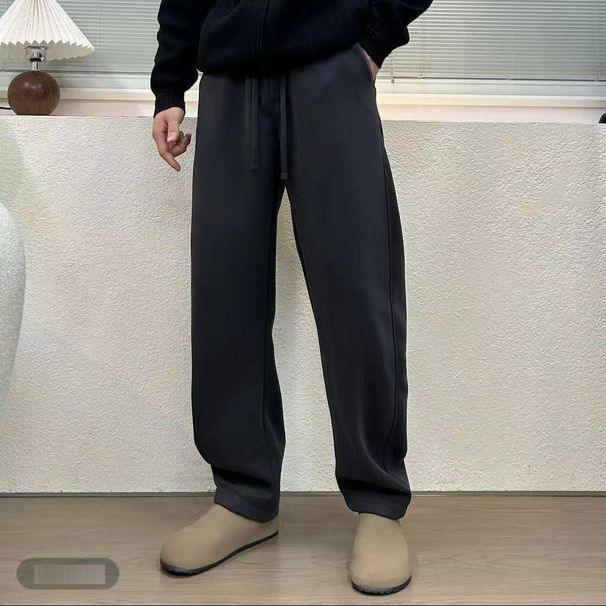 Men's Slim Fit Casual Pants With Drawstring - Fleece Lined & Regular Options - Straight Leg Trousers For Autumn Winter_viptrois.com