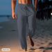 Men's Cotton Linen Pants Summer Casual Beach Drawstring Elastic Waist Straight Leg Breathable Comfortable Trousers_viptrois.com