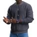 Pure Ouma Cross-Border Foreign Trade Autumn Winter New 2023 Cotton Sports Men's Solid Color Waffle Round Neck Pullover Knit_viptrois.com
