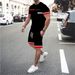 Men's Clothing Men's Summer Sports Suit Red And White Striped Crew Neck T-Shirt And Shorts Two-Piece Set Short Sleeve Active Wear_viptrois.com