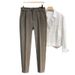 Men's Straight-Leg Casual Pants Plus Size Slim Fit Black Autumn/Winter Suit Pants Simple Style Ninemeter Shorts_viptrois.com