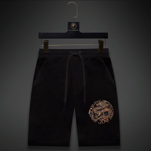 Men's Clothing Casual Shorts Men Hot Diamond Dragon Drape Pants Ice Silk Large Size Men's Clothing Shorts Thin Fashion Brand_viptrois.com