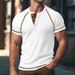 Men's Clothing Summer Henley Shirts Five Line Stitching Small Square Loose Men's Round Neck Henley Shirts_viptrois.com