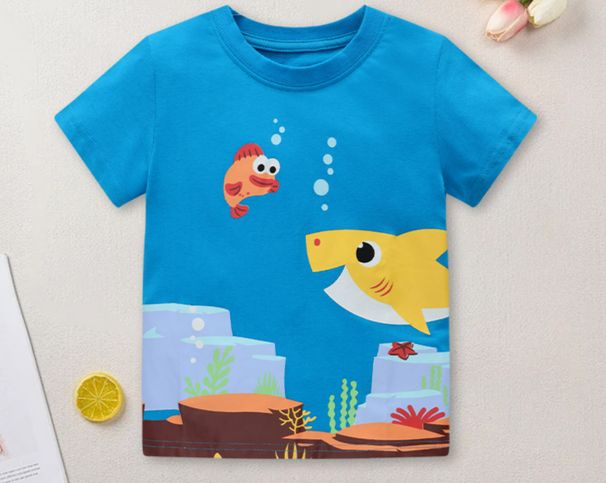 Mother & Kids New Children's Short Sleeve Summer T Shirt Boys Round Neck Half Sleeve Cartoon Underwater World Theme Summer T Shirt_viptrois.com