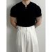 Men's Clothing Summer New Short Sleeved Sweater Men's Henley Collar Button Slim Fit Business Ice Silk Trend T Shirt_viptrois.com