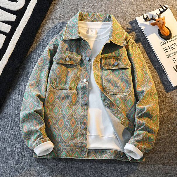 High Quality Fashion Outerwear Cowboy Coat Men's Lapel Cashew Flower Single-Breasted Long Sleeve Loose Denim Jacket S-4XL_viptrois.com