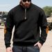 Men’s Half-Zip Fleece Hoodie – Oversized Patchwork Pullover With Stand Collar & Contrast Panels (S-XXXL, Brushed Lining)_viptrois.com