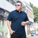 Men's Clothing Summer fashion extra large striped men's lapel t-shirt fat guy fat oversized short-sleeved T-shirt top XXXXXL_viptrois.com