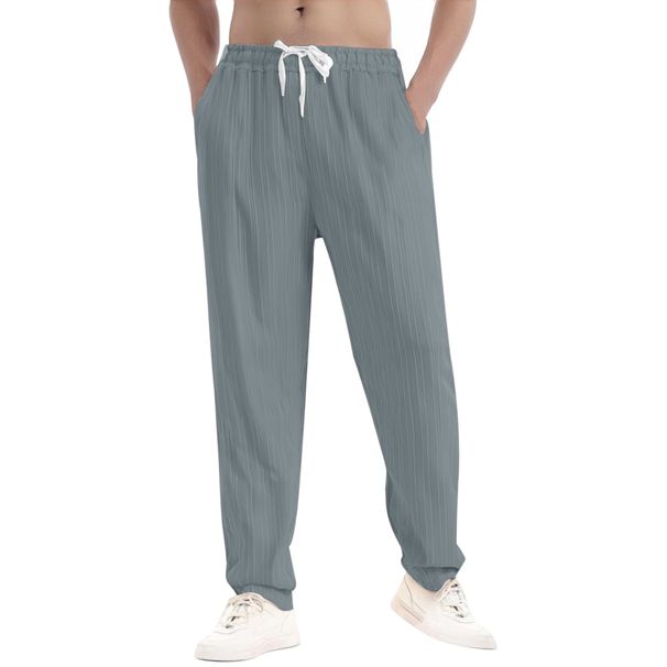 Cross-Border European And American New Solid Color Casual Spor Simple Loose Long Trendy Versatile Breathable Men's_viptrois.com