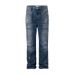 Men's Clothing Street Washed Bamboo Pattern Distressed Dirty Dark Blue Straight Flared Ripped Jeans_viptrois.com