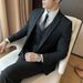 Men's Two-Button Slim Fit Suit Set – Business Formal & Wedding Blazer With Notch Lapel & Center Vent (Navy/Black/Gray, Optional Vest)_viptrois.com