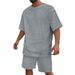 Men's Jacquard Knit Polo Shirt And Shorts Set Breathable Summer Casual Two-Piece Lounge Wear Modern Fit_viptrois.com