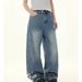 American High Street Retro Washed Boys And Girls Wide-leg Trousers Loose Straight Jeans Trendy_viptrois.com