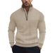 American Retro Casual Stand Up Collar Zipper Pullover Loose Knitted Heavy Stitching Autumn And Winter Long Sleeved Sweatshirt_viptrois.com