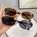 2025 New Copper Material Oval Fashion Printed Sunglasses For Women, Instagram Style Cat Eyes_viptrois.com