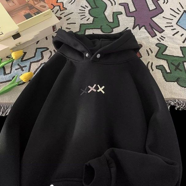 Men's Clothing Design Plus Velvet Thickened Sweater Men's Autumn And Winter Hoodie Vibe High Street Loose Couple Jacket_viptrois.com