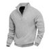 Men's Heavyweight Jacquard Long Sleeve Collared Zipper Sweatshirt Casual Loose Fit Autumn/Winter American Retro Style_viptrois.com