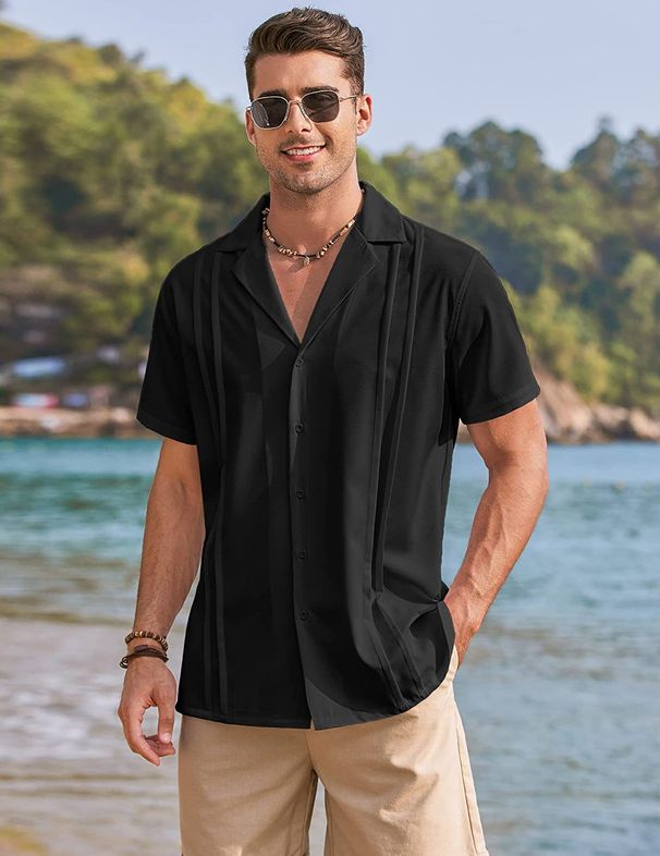 Men's Clothing Summer Thin Shirt Men's Collage Pullover Short Sleeved Youth Popular Lapel Men's Shirt_viptrois.com