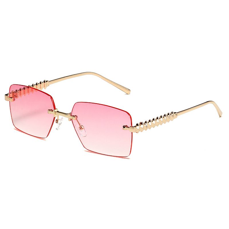 Chain Temple Sunglasses - Oversized Retro Frames With Frameless Trim For Fashionable Looks_viptrois.com
